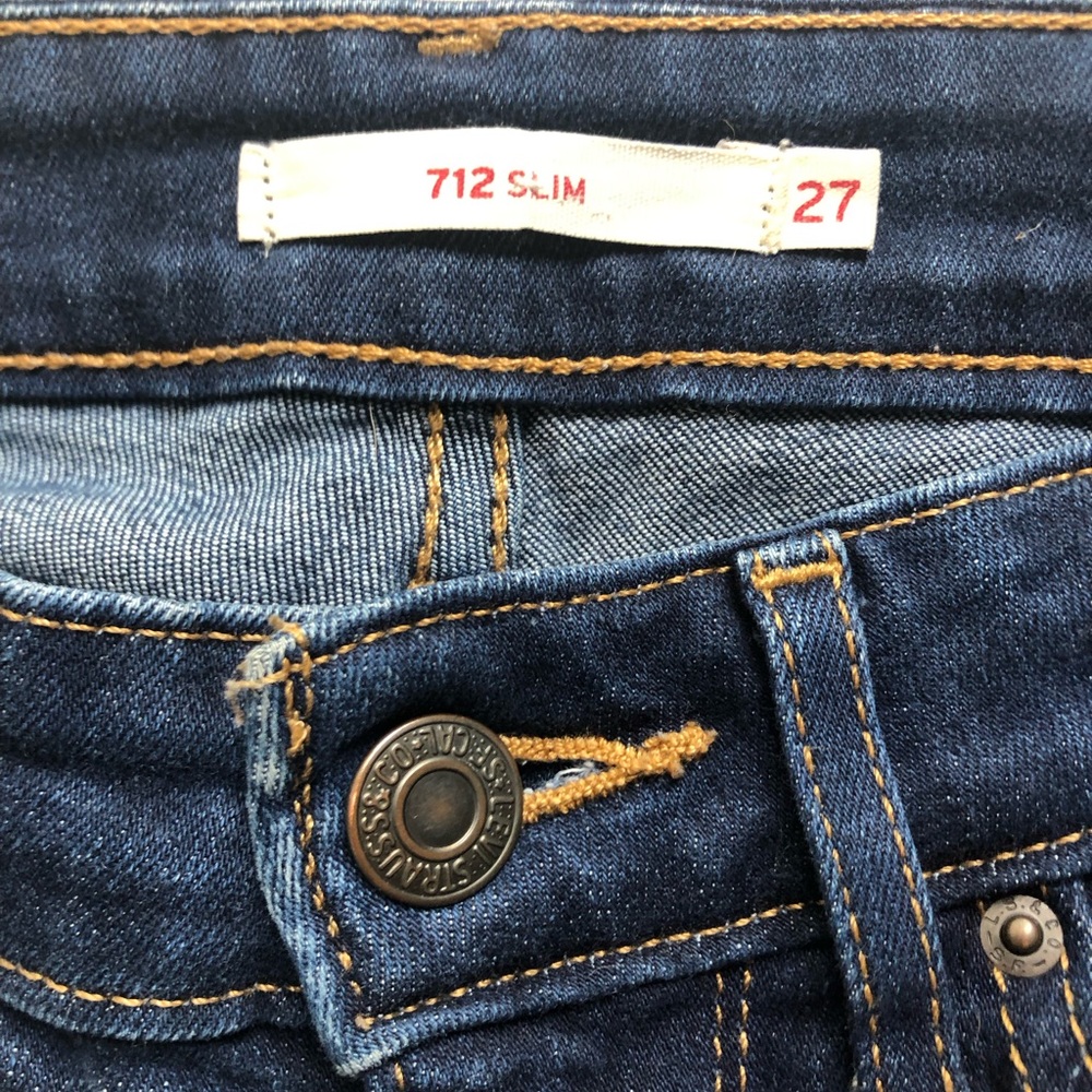 Levi’s 712 slim straight 27 x 28.5. Perfect blue, perfectly broken in.